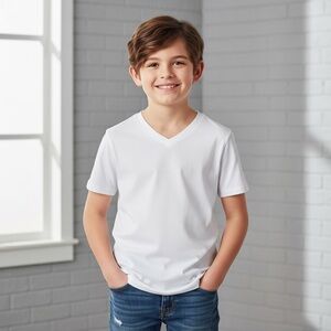 Old Navy White V-Neck Tee - Comfortable Everyday Shirt size 10-12